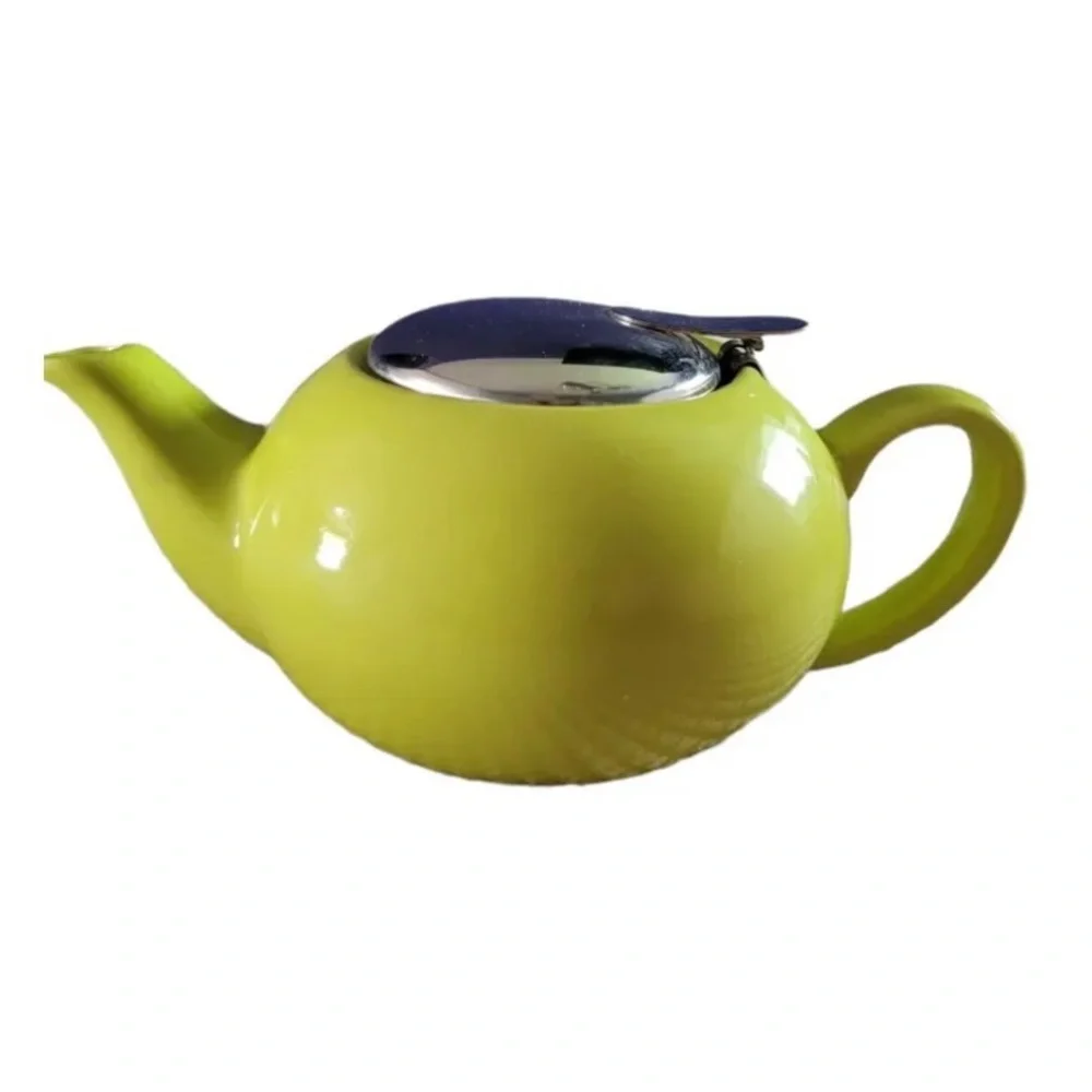 Certified International Lime Yellow Ceramic Teapot